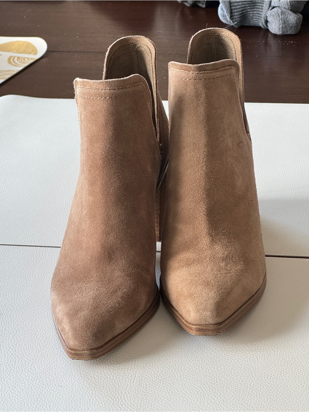 Steve Madden Tan Suede Pointed-Toe Chelsea Ankle Boots